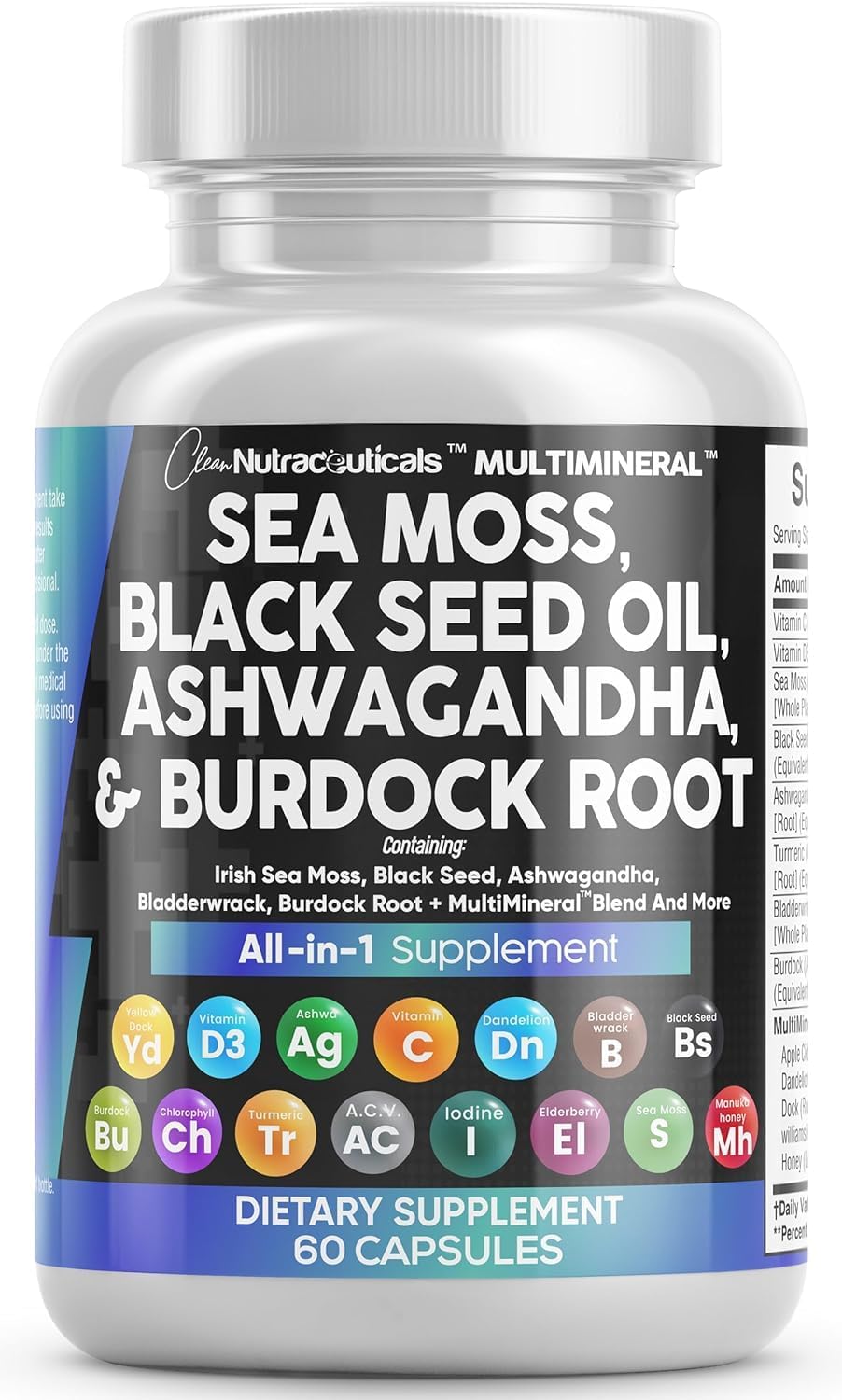 Clean Nutraceuticals Sea Moss Black Seed Oil Blend - 60 Capsules