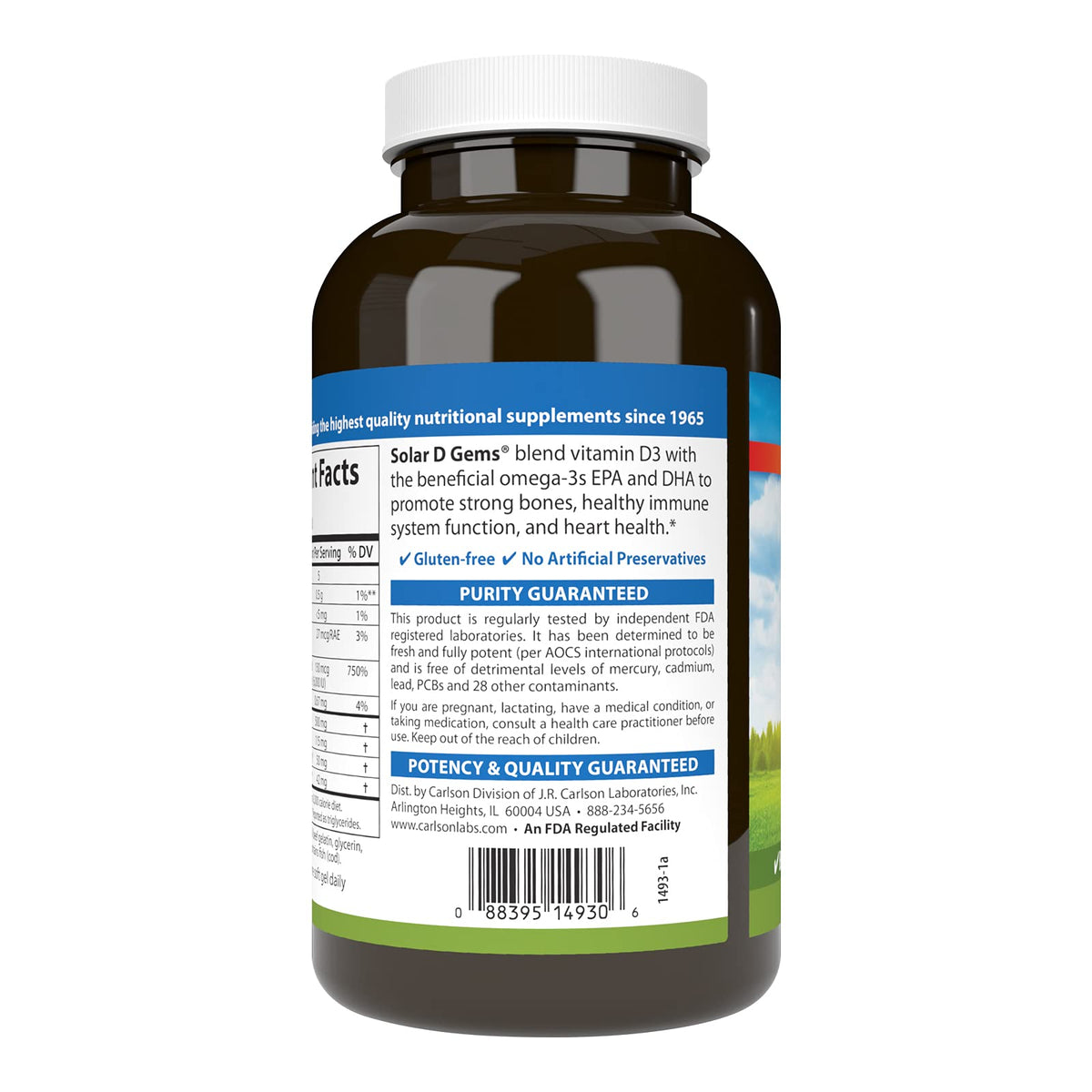 Carlson Solar D Gems Vitamin D3 6000 IU - 360 Softgels - image 3