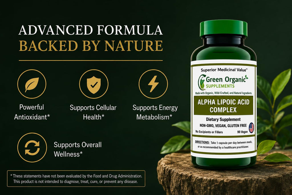 Green Organic Supplements Alpha Lipoic Acid Complex - 90 Capsules - image 3