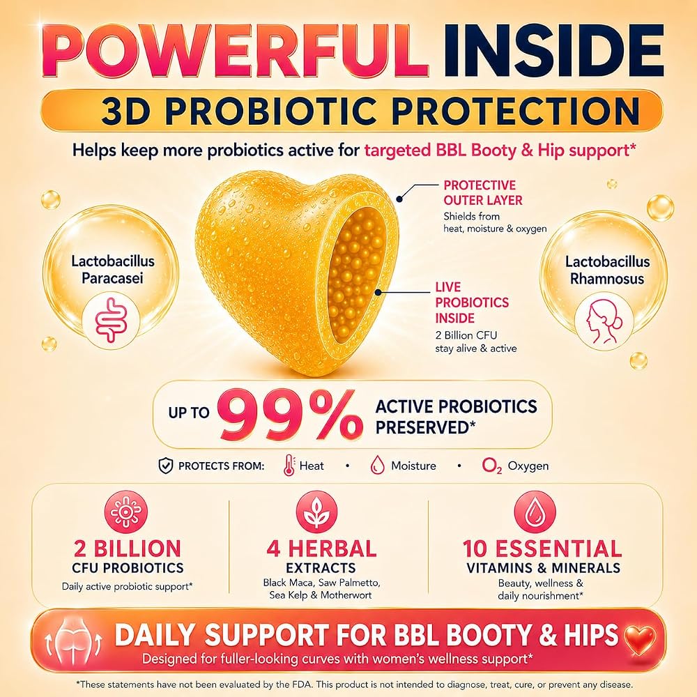 Biotics2 Peach8 BBL Booty Gummies for Women - 60 Gummies - image 4
