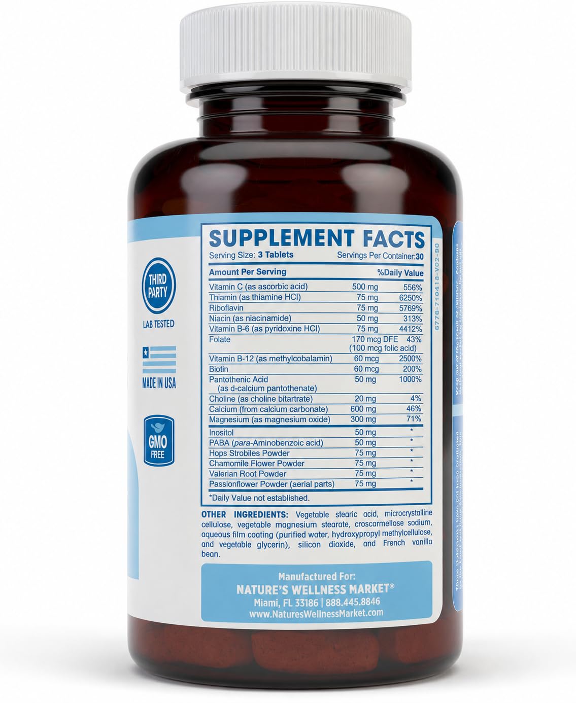 Natures Wellness Vitamin B Complex Stress Relief - 90 Tablets - image 3