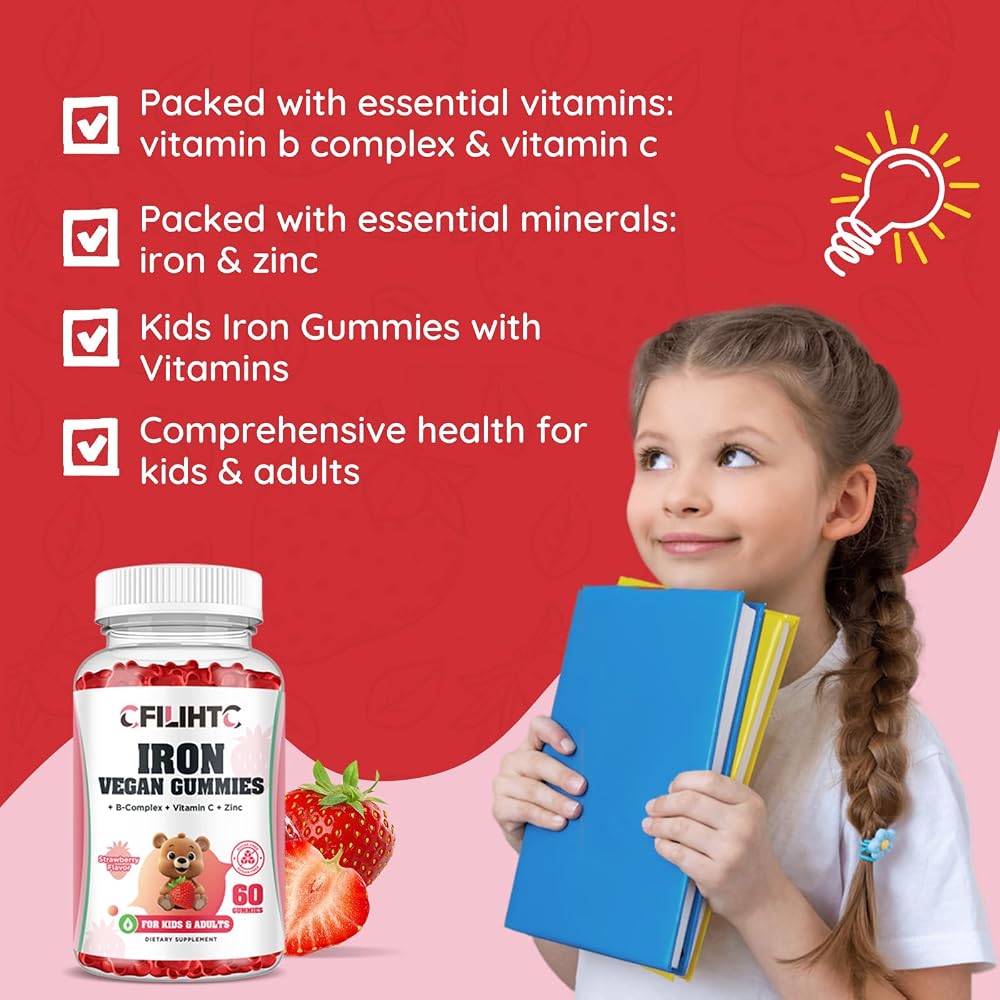 CFILIHTC Iron Gummies with B Complex & Vitamin C - 60 Gummies - image 4