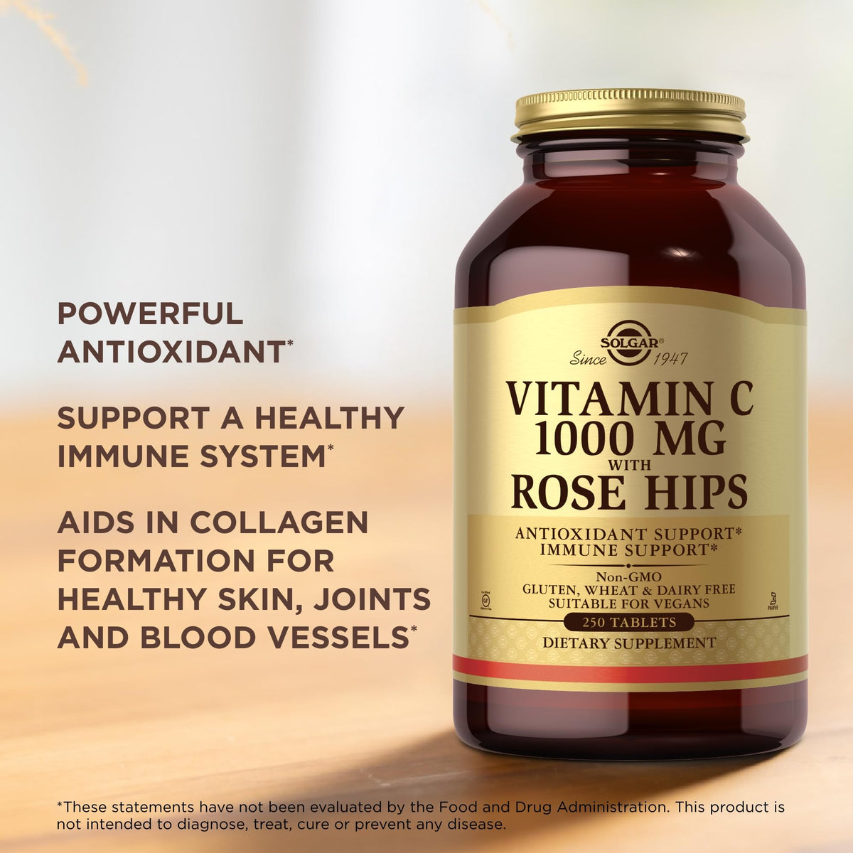 Solgar Vitamin C 1000 mg with Rose Hips - 500 Tablets - image 5