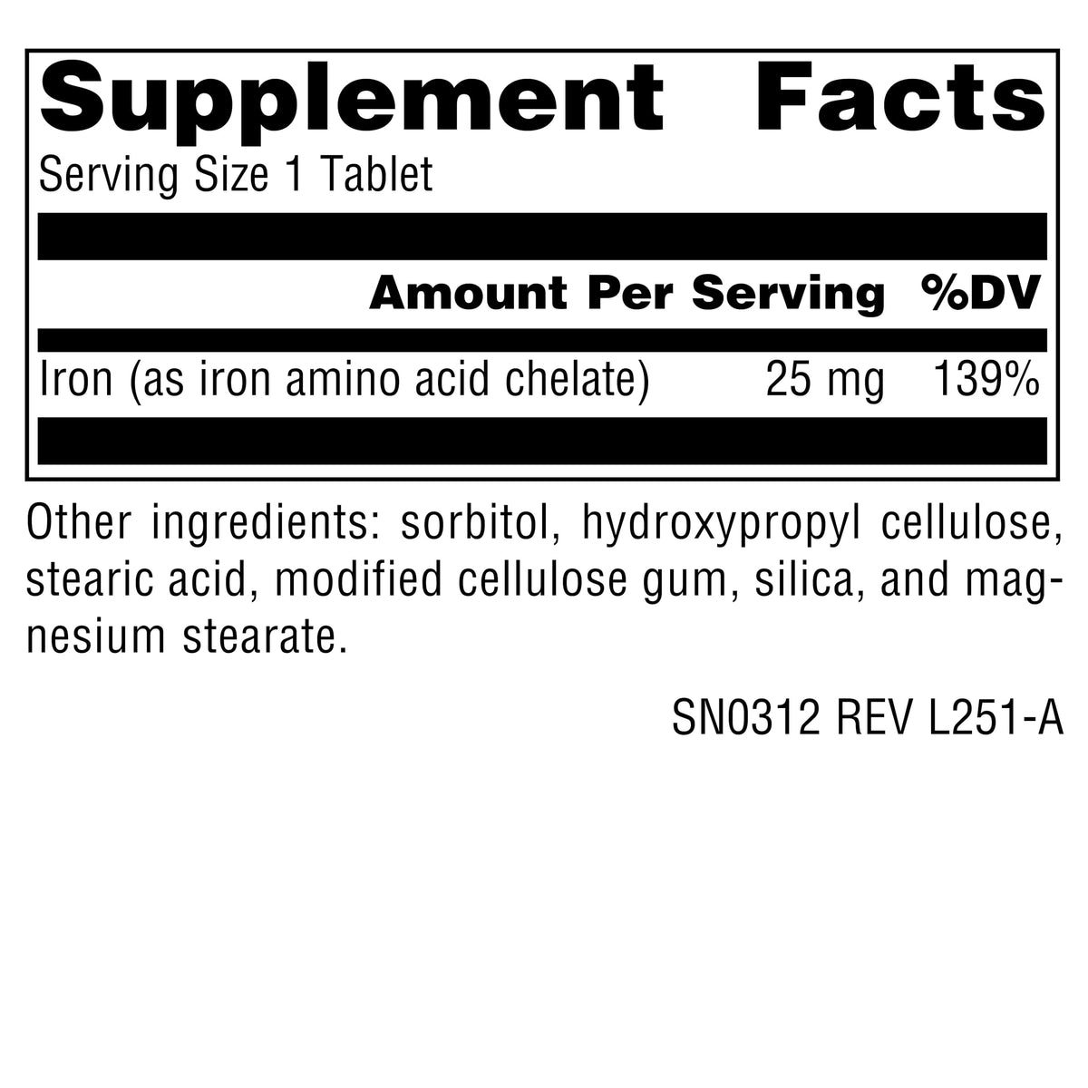 Source Naturals Iron Amino Acid Chelate 25mg - 100 Tablets - image 2