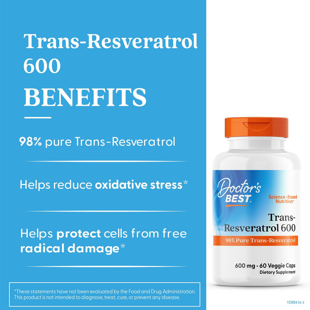 Doctor's BEST Trans Resveratrol 600 mg Antioxidant - 60 Vegetarian Capsules - image 2
