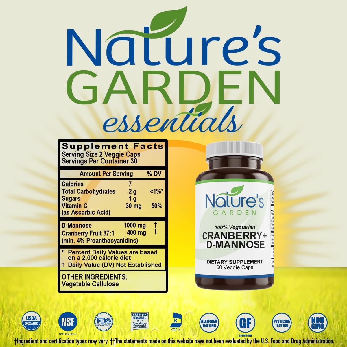 Nature's Garden Essentials Cranberry + D-Mannose - 60 Vegetarian Capsules - image 2