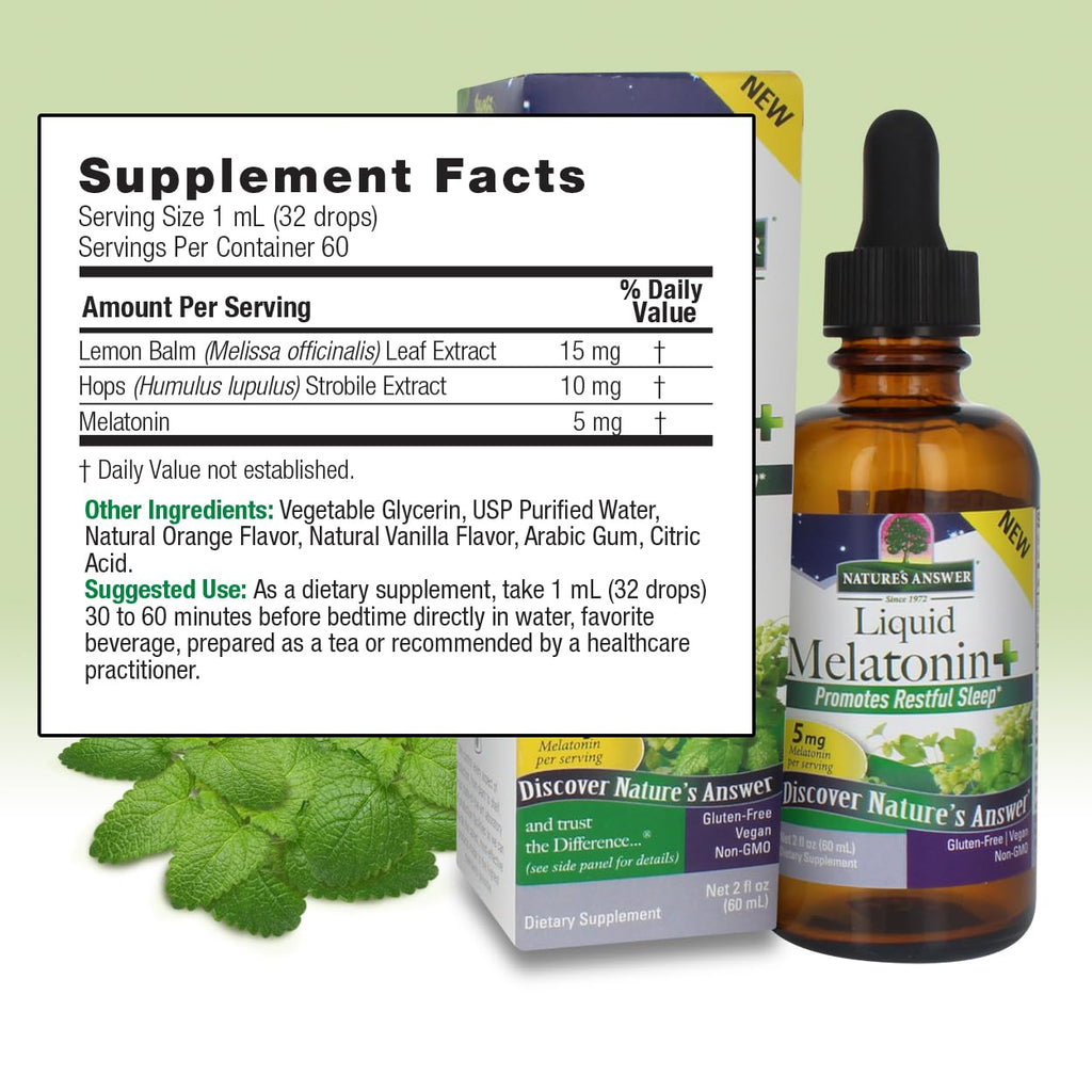 Nature's Answer Melatonin Plus Lemon Balm & Hops Liquid - 2 oz - image 3