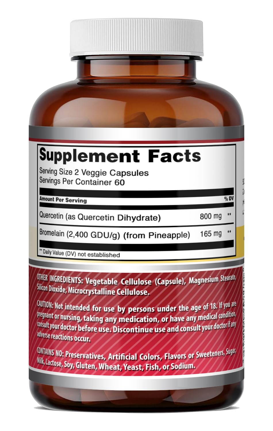 amazing nutrition Quercetin 800 Mg with Bromelain 165 Mg Veggie