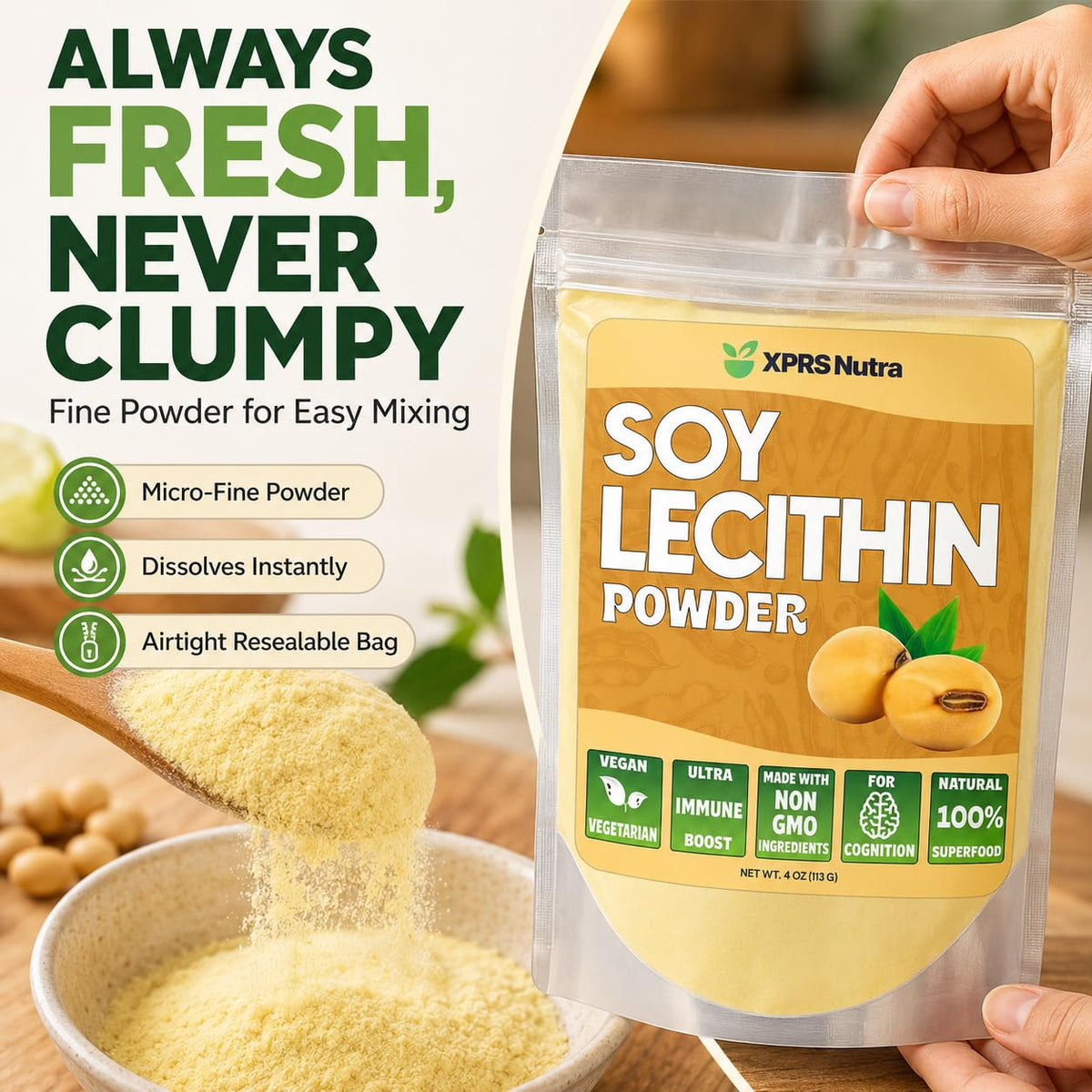 XPRS Nutra Soy Lecithin Granules or Powder - Non GMO - Lecitina de