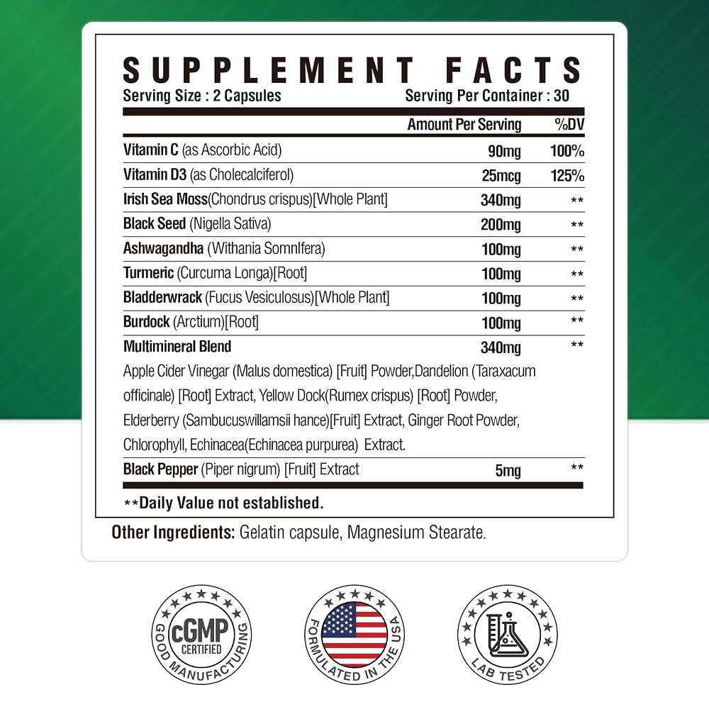 NUTRI POTENTIA Sea Moss Capsules with Ashwagandha - 60 Capsules - image 2