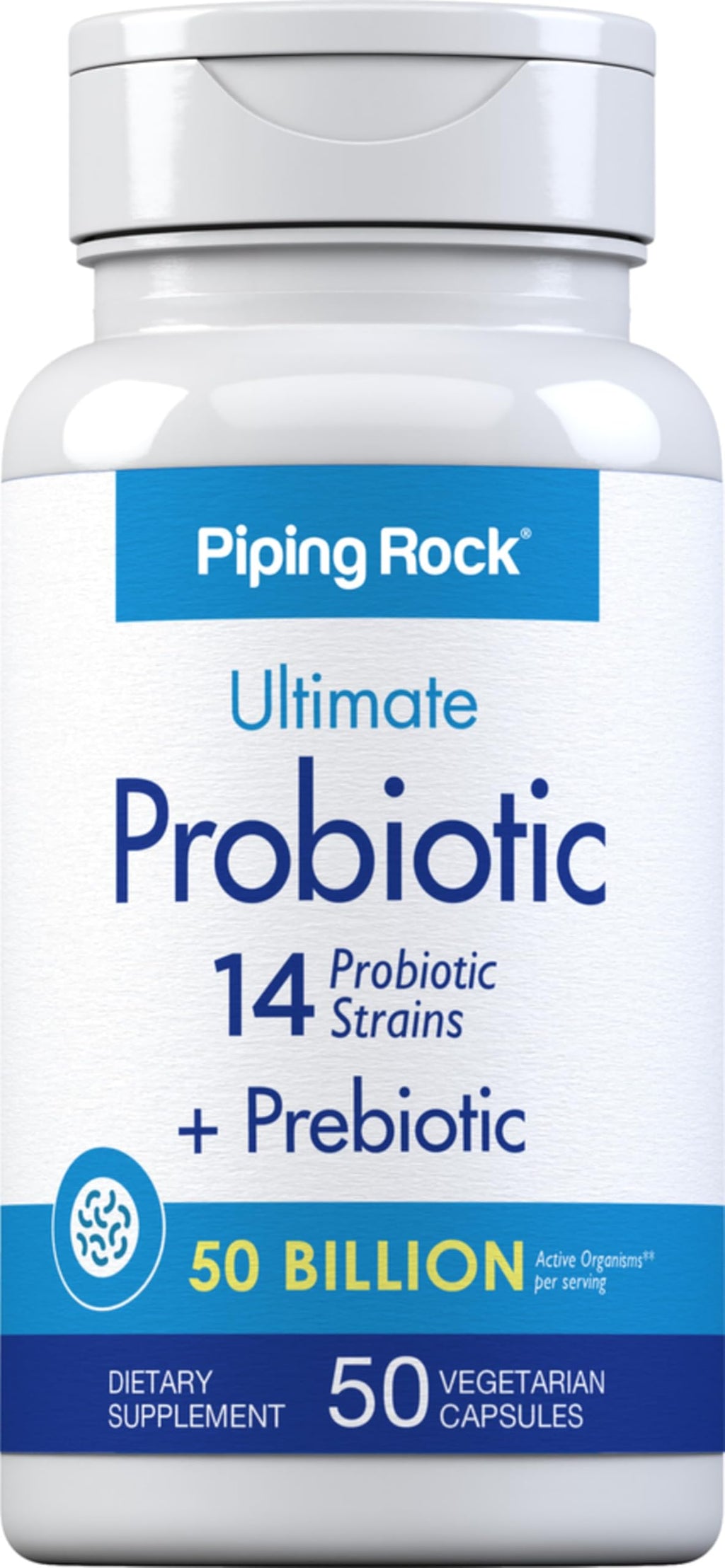 Piping Rock Probiotic for Men and Women - 50 Vegetarian Capsules