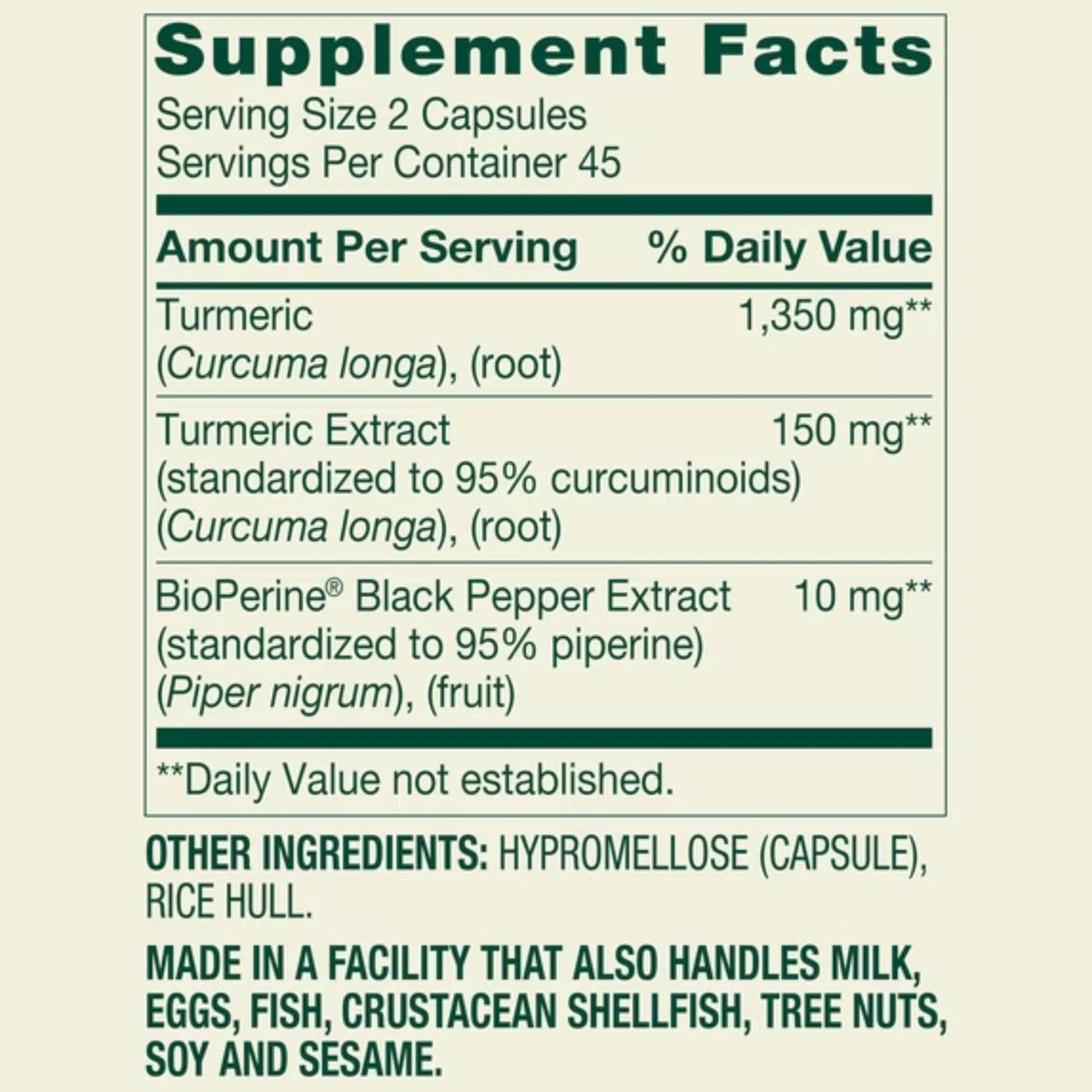 STS Home Spring Valley Turmeric Curcumin Ultra Strength 1,500 mg - 90 Capsules - image 4