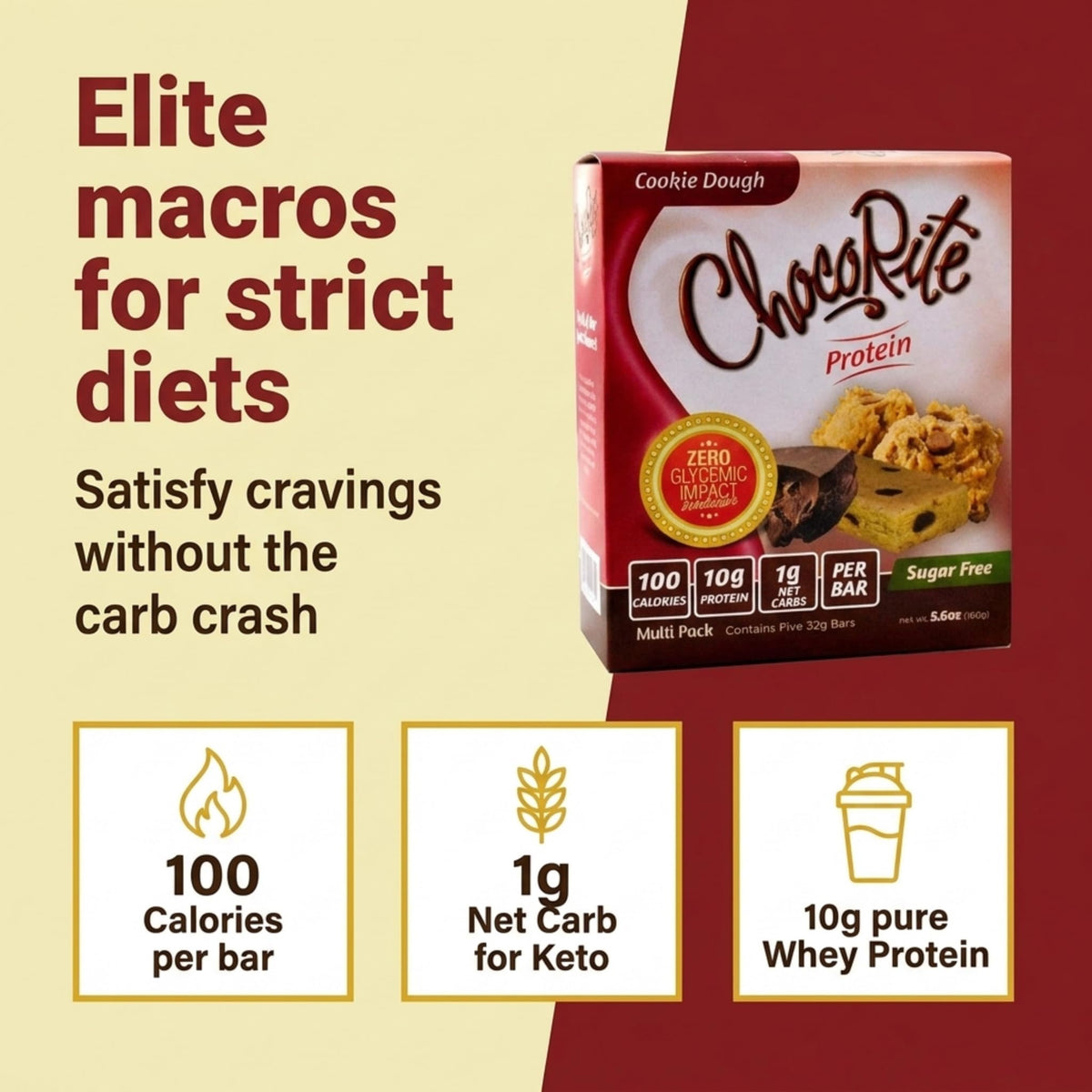 ChocoRite Protein Bars Cookie Dough Flavor - 5 Bars - image 2