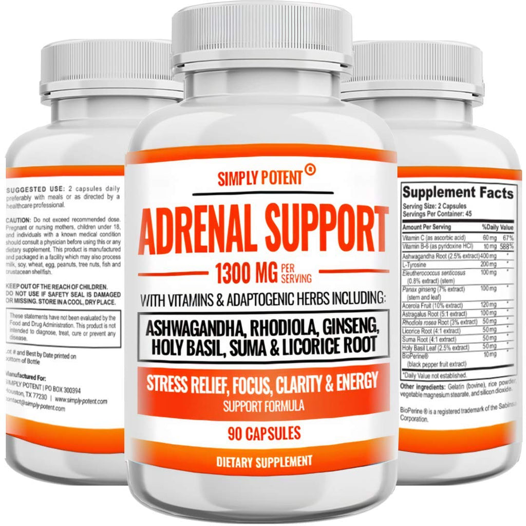Simply Potent Adrenal Support and Cortisol Manager - 90 Capsules