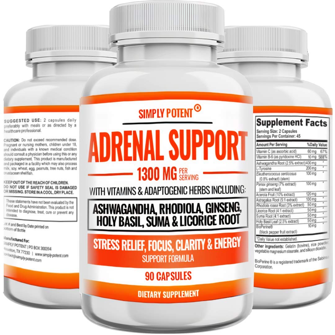 Simply Potent Adrenal Support and Cortisol Manager - 90 Capsules