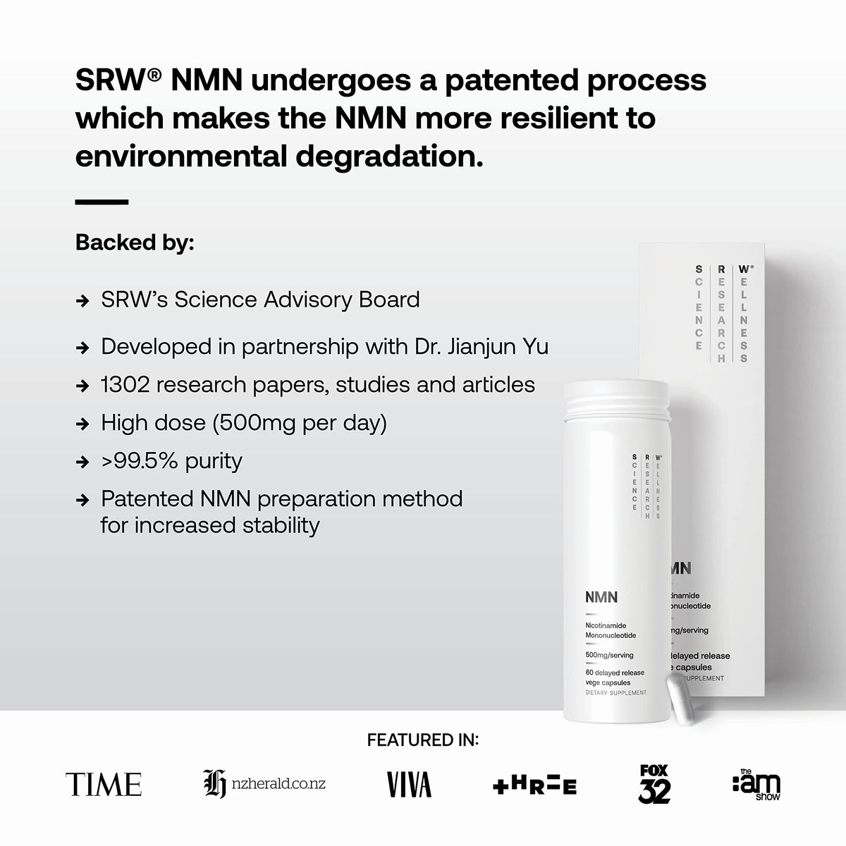 SRW NMN 500mg Nicotinamide Mononucleotide - 60 Vegetarian Capsules - image 5