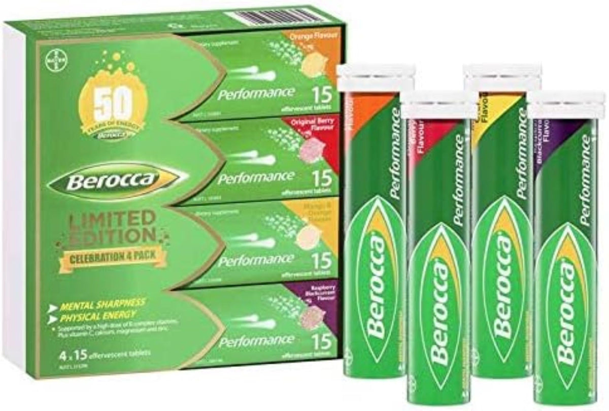 Berocca Performance Effervescent Tablets Energy Support - 60 Count