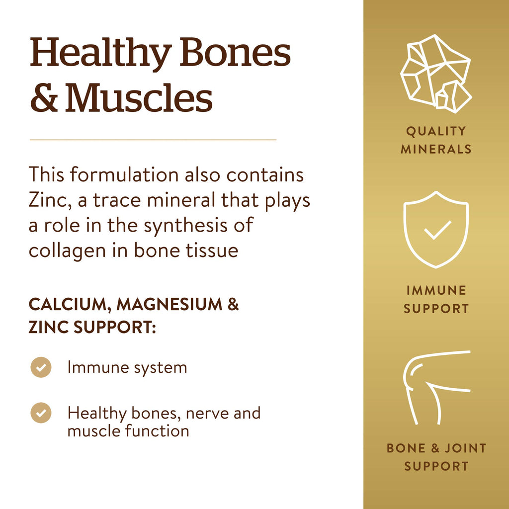 Solgar Calcium Magnesium Plus Zinc - 100 Tablets - image 4