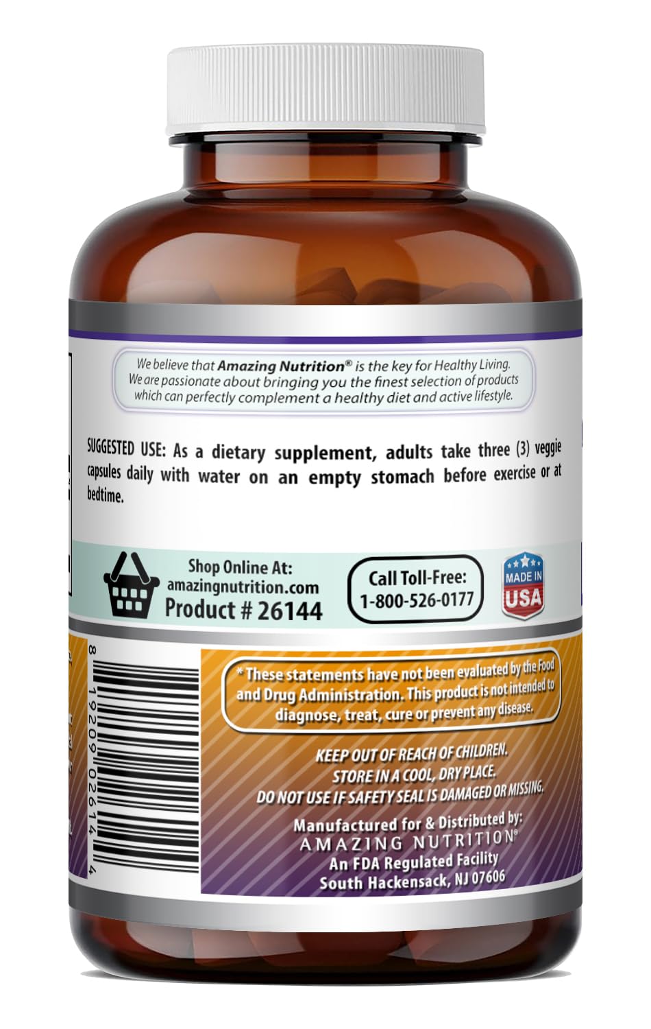 Amazing Formulas L-Ornithine 1500 mg Per Serving Veggie Capsules