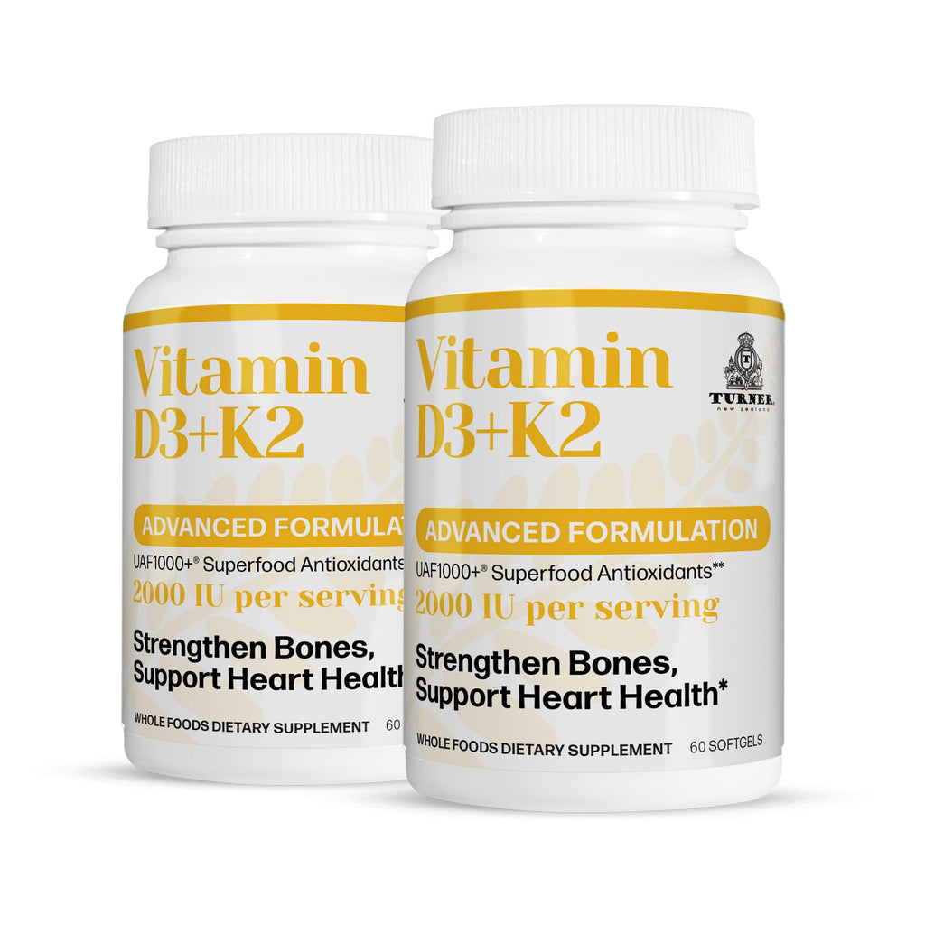 TURNER Vitamin D3 and K2 Softgels 2000 IU - 120 Softgels