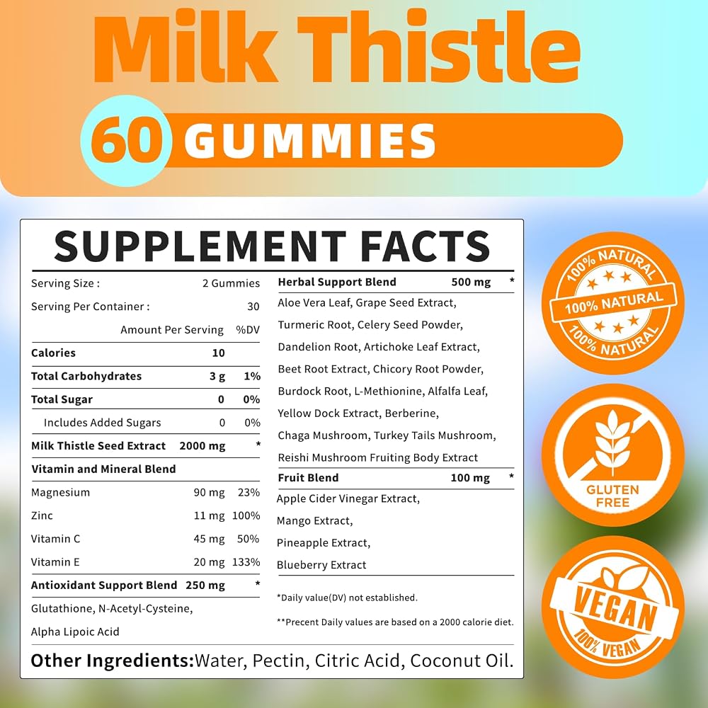OALSE Liver Cleanse Detox & Repair Milk Thistle Gummies - 60 Count - image 3