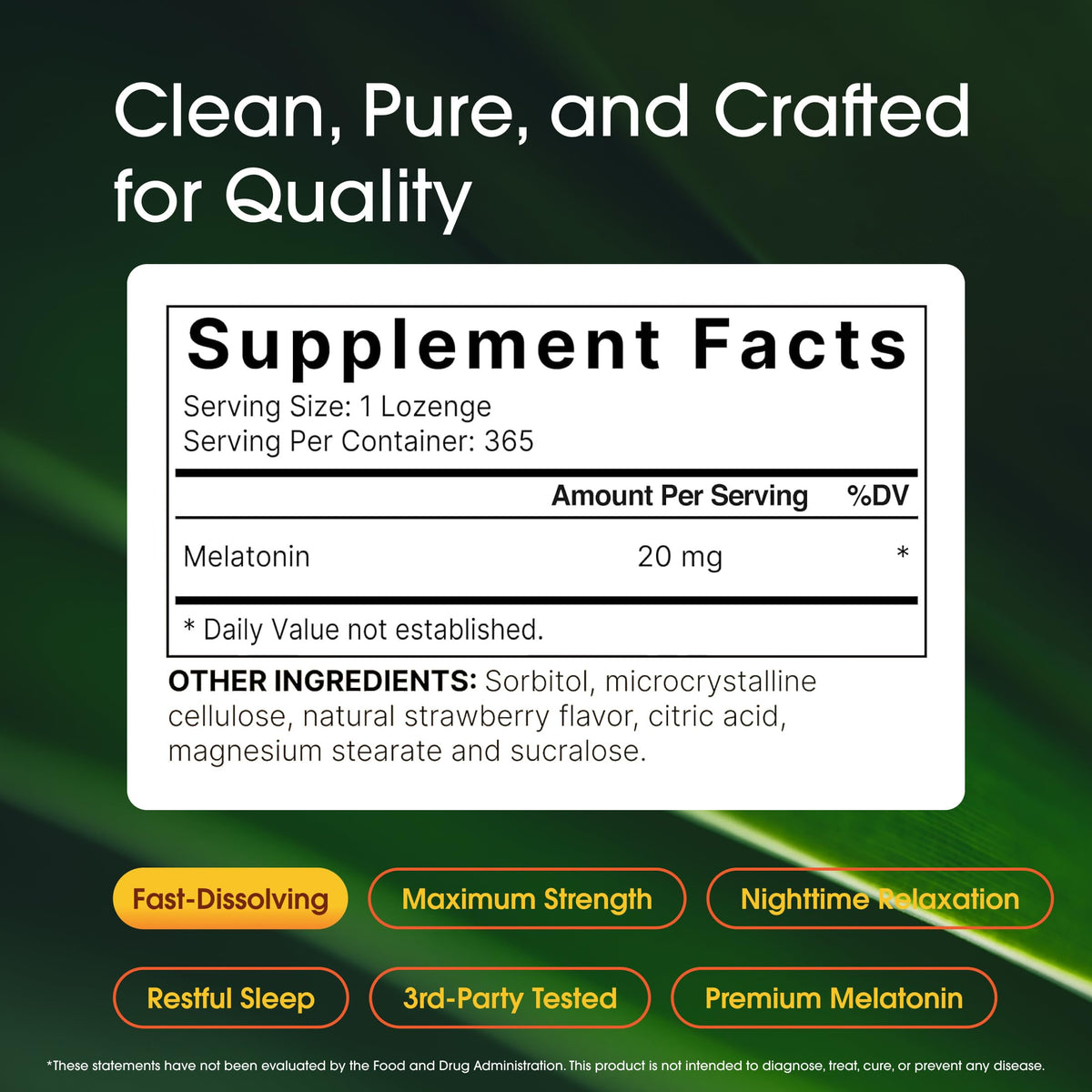 NatureBell Melatonin 20mg Sleep Support - 365 Lozenges - image 3
