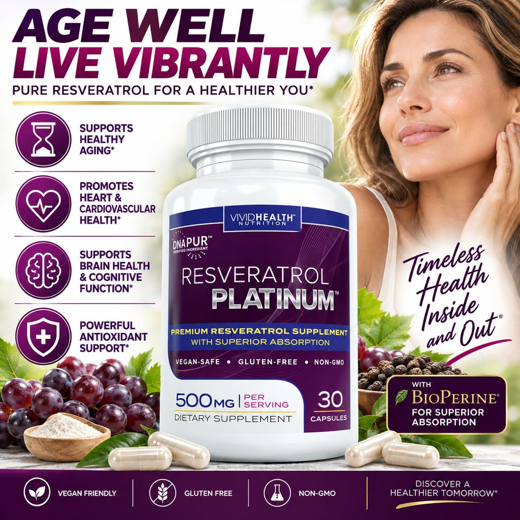 Vivid Health Nutrition Resveratrol Platinum Blend - 30 Capsules - image 3
