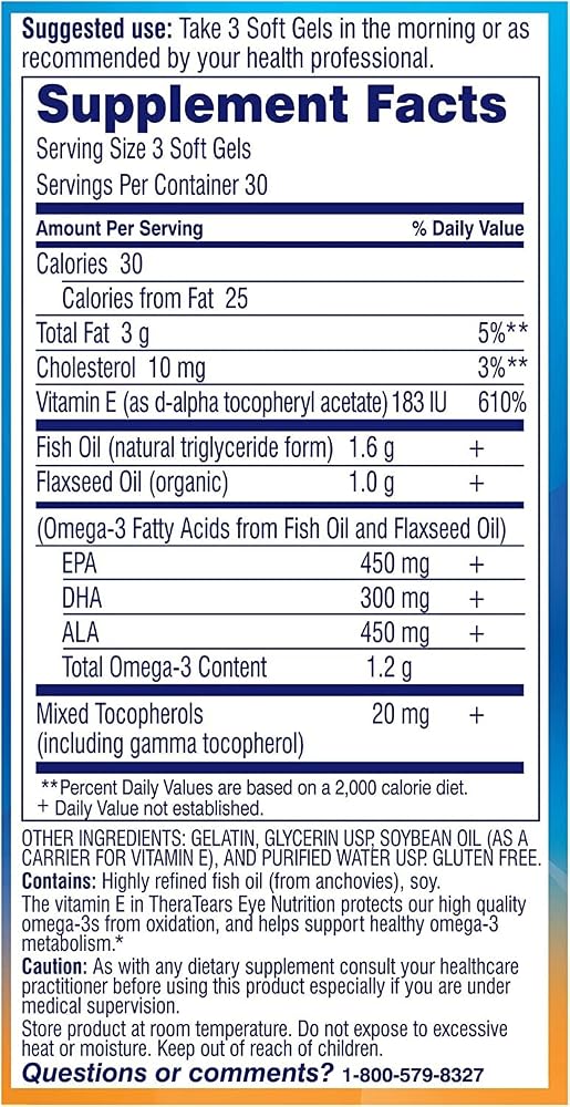 TheraTears Nutrition Omega-3 Eye Health Supplement - 180 Capsules - image 2