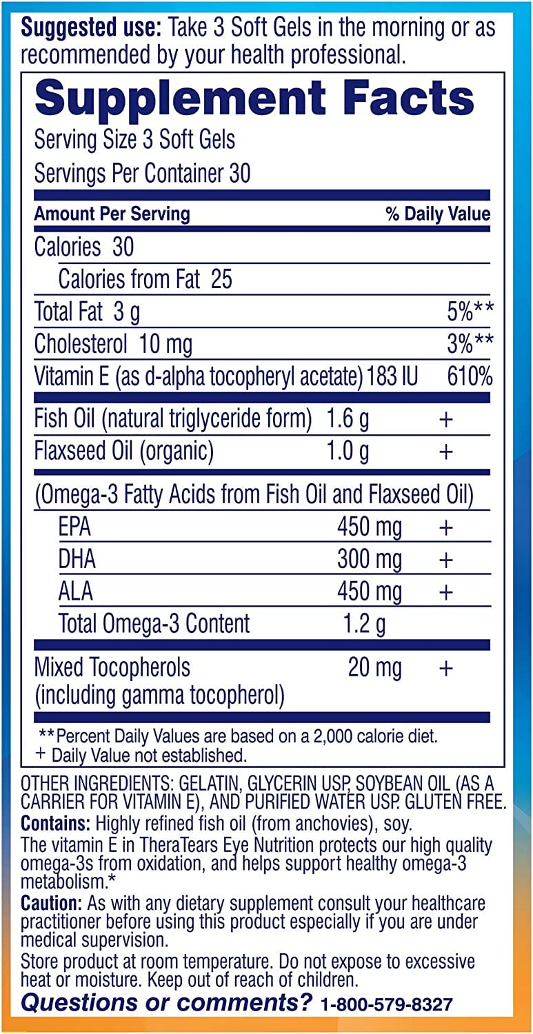 TheraTears Nutrition Omega-3 Eye Health Supplement - 180 Capsules - image 2