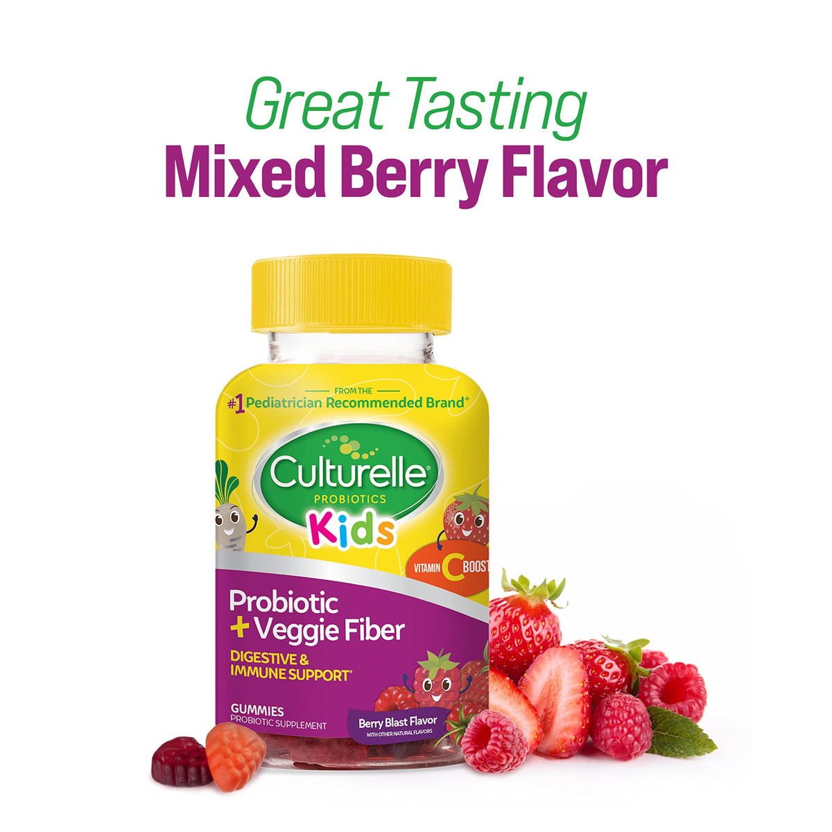 Culturelle Kids Probiotic + Veggie Fiber Gummies, Ages 3+, Berry - 30 Count - image 6
