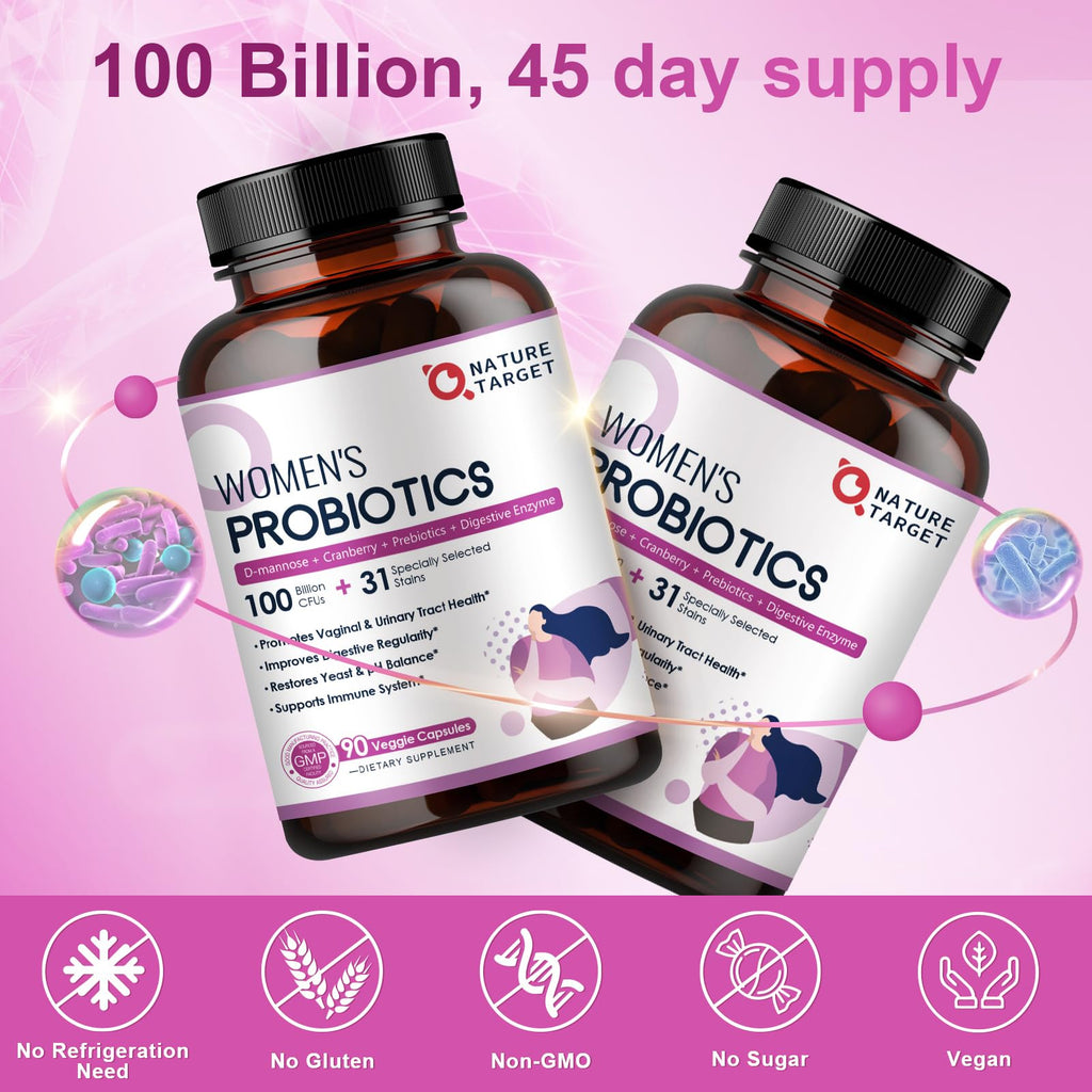NATURE TARGET Probiotics for Women 100 Billion CFU - 90 Capsules - image 8