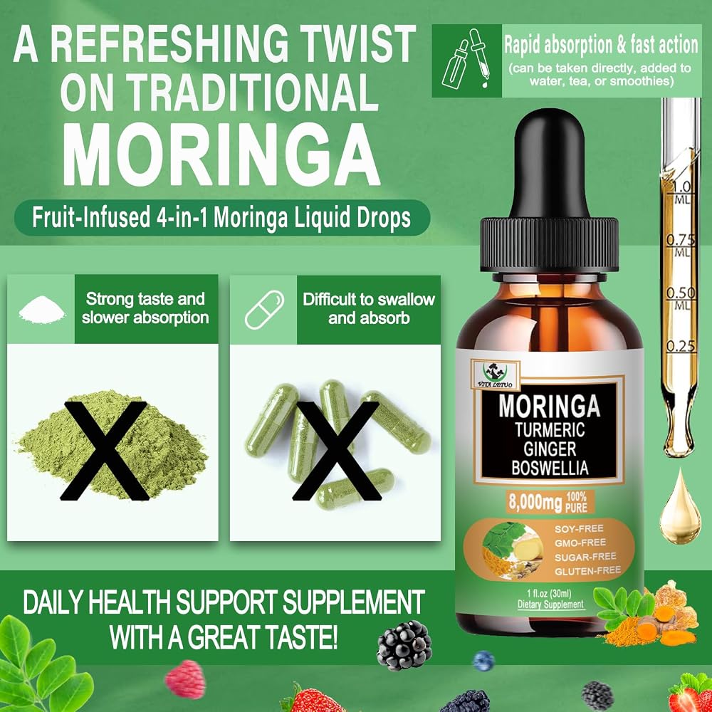 Vita letuo Moringa Drops Organic Liquid Extract with Turmeric Ginger - 1 Fl Oz - image 5