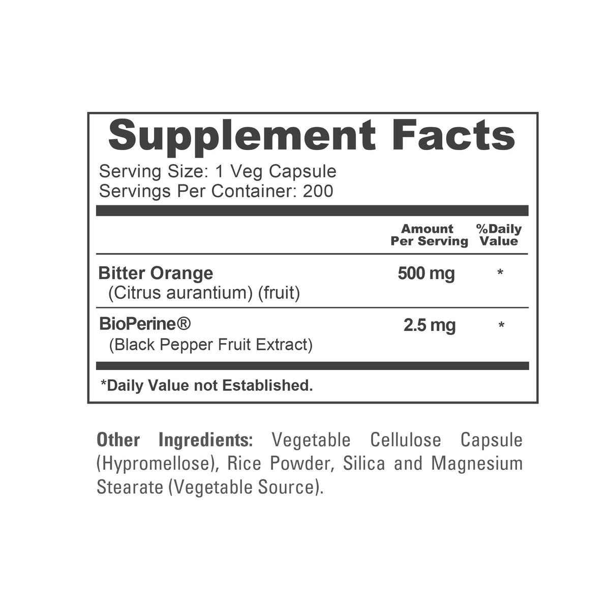 NusaPure Bitter Orange 500mg - 200 Vegetarian Capsules - image 4