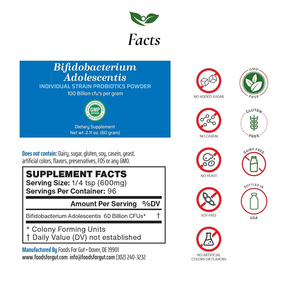 Foods For Gut Bifidobacterium Adolescentis Probiotic Powder 100