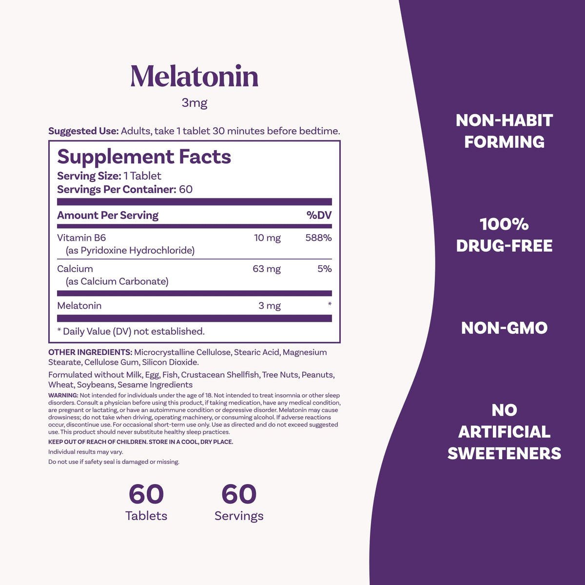 Natrol Tablets Melatonin 3Mg Vitamin B6 Sleep Support Bottle Unisex