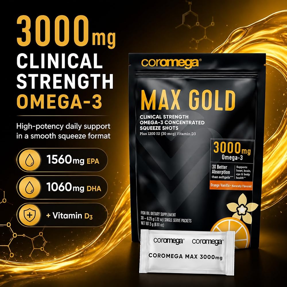 Coromega MAX Gold Omega-3 Fish Oil + Vitamin D - 30 Packets - image 2