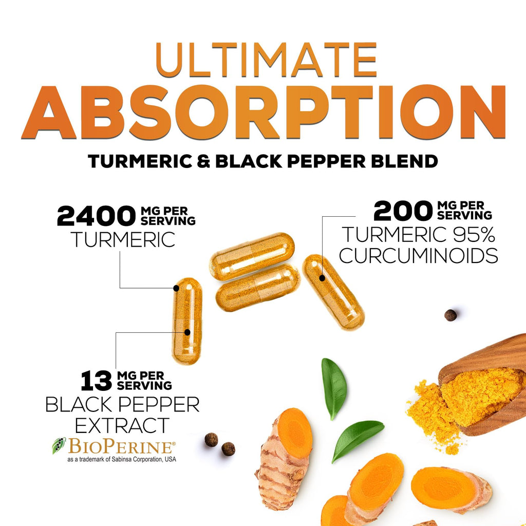 Nature's Nutrition Turmeric Curcumin Supplement - 2400mg Organic