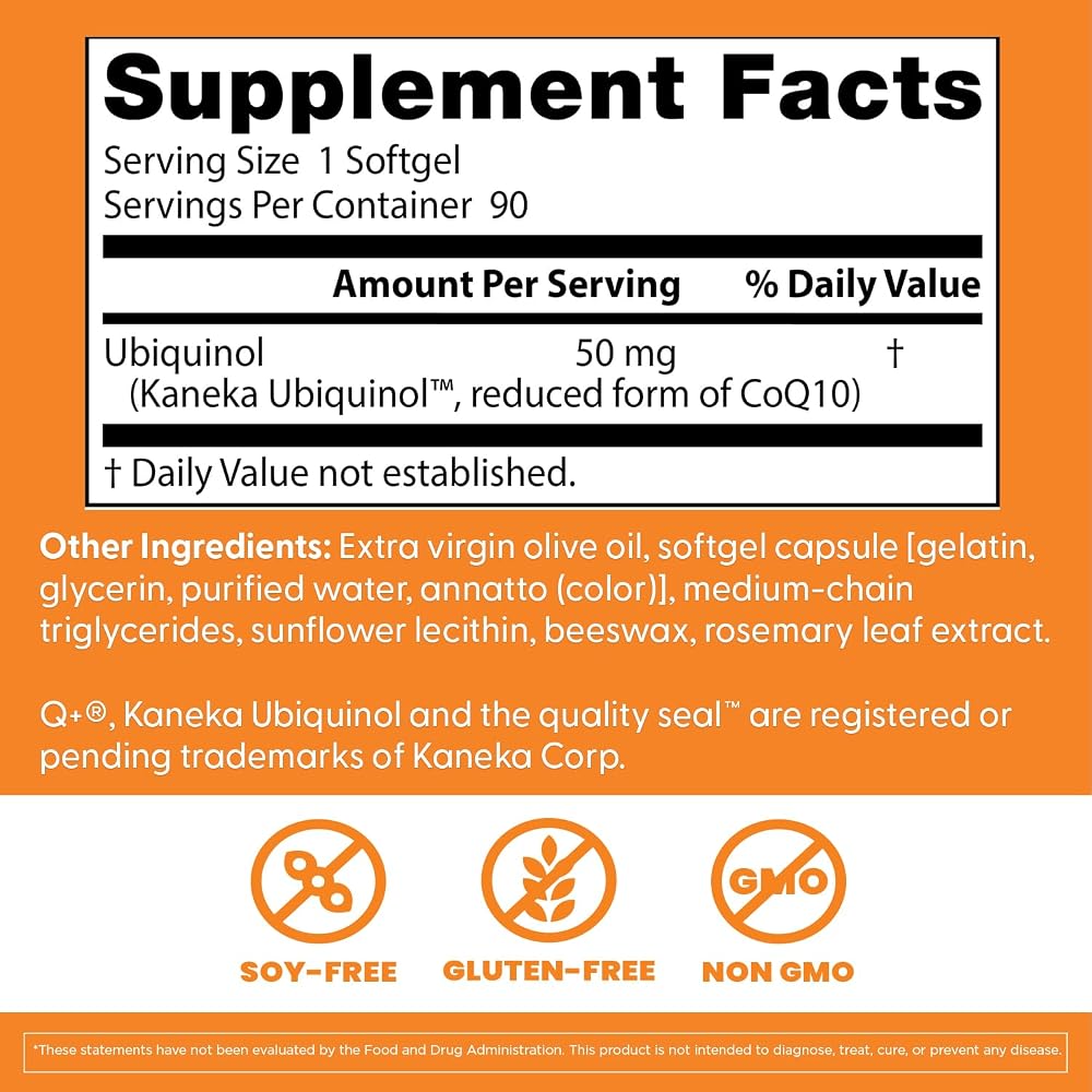 Doctor's Best Kaneka Ubiquinol 50 mg Heart Health Support - 90 Softgels - image 3