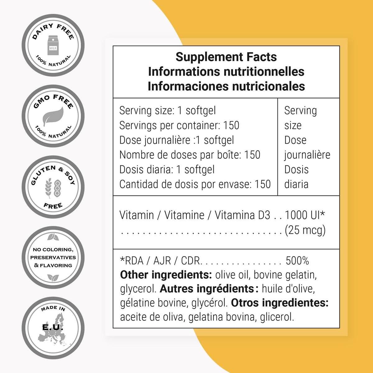 Supersmart Vitamin D3 1000 IU - 150 Softgels - image 4