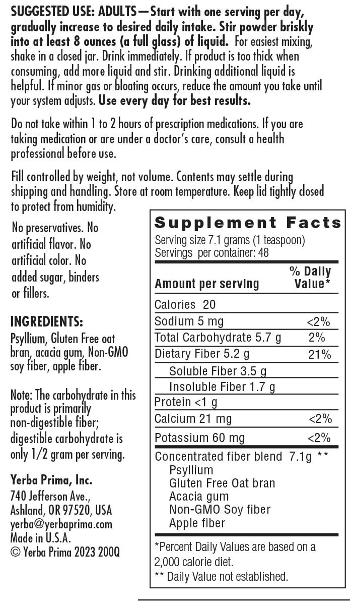 Yerba Prima Daily Fiber Formula Powder - 24 oz - image 7
