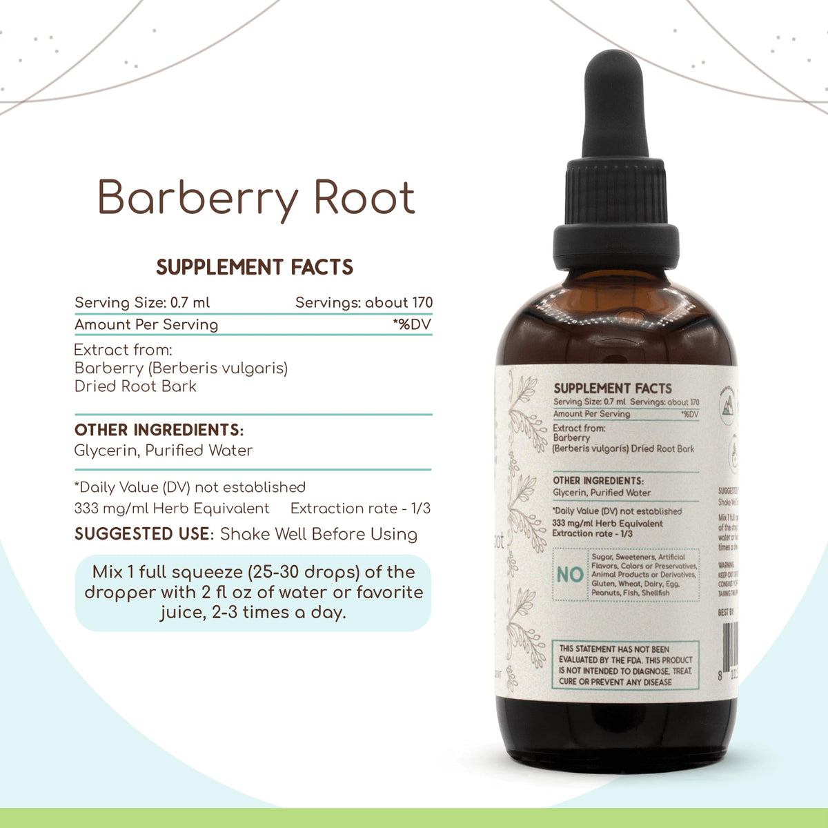 HerbEra Barberry Root Alcohol-Free Herbal Extract Tincture