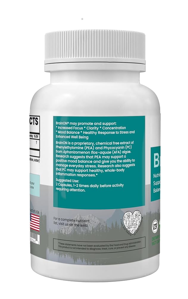 E3LIVE BrainON Wild-Harvested AFA Extract for Focus - 90 Capsules - image 3