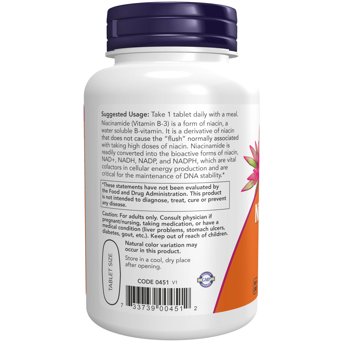 NOW Niacinamide Vitamin B-3 1000 mg - 90 Tablets - image 3