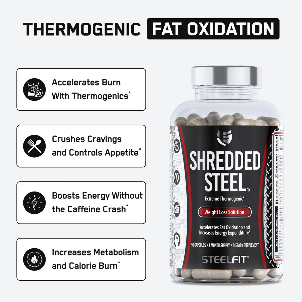 SteelFit Shredded Steel Thermogenic Capsules - 90 Count - image 2