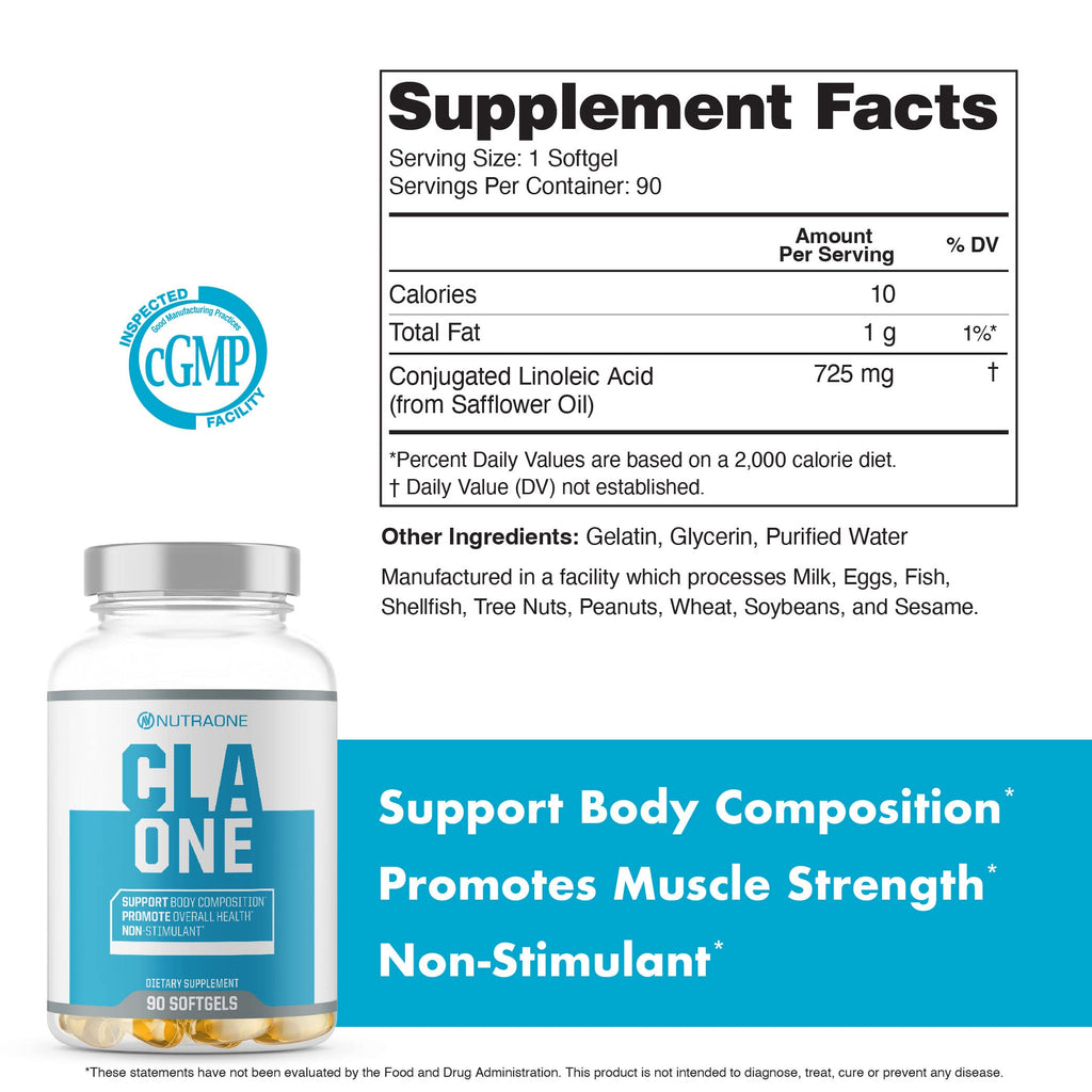 NutraOne CLAOne Conjugated Linoleic Acid Supplement - 90 Capsules - image 5