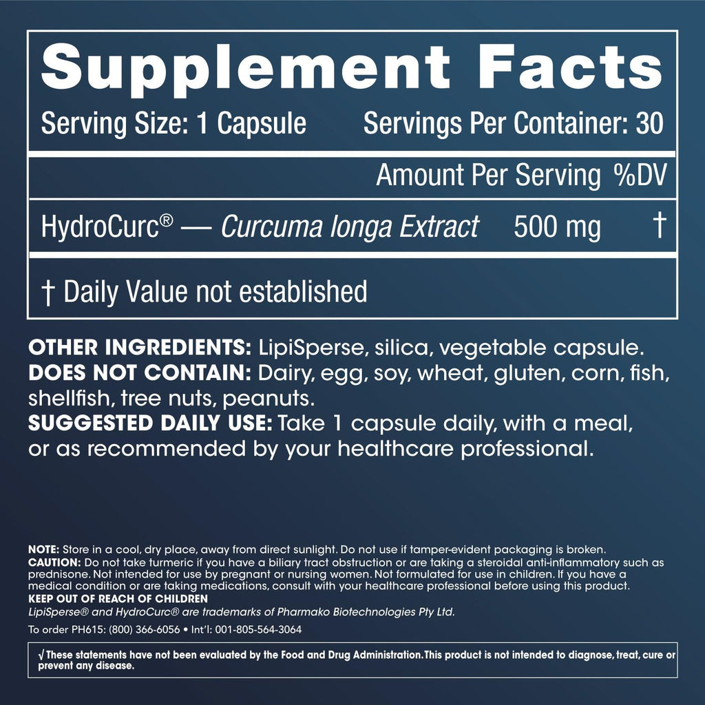 ProHealth HydroCurc Curcumin 500 mg - 30 Vegetarian Capsules - image 2