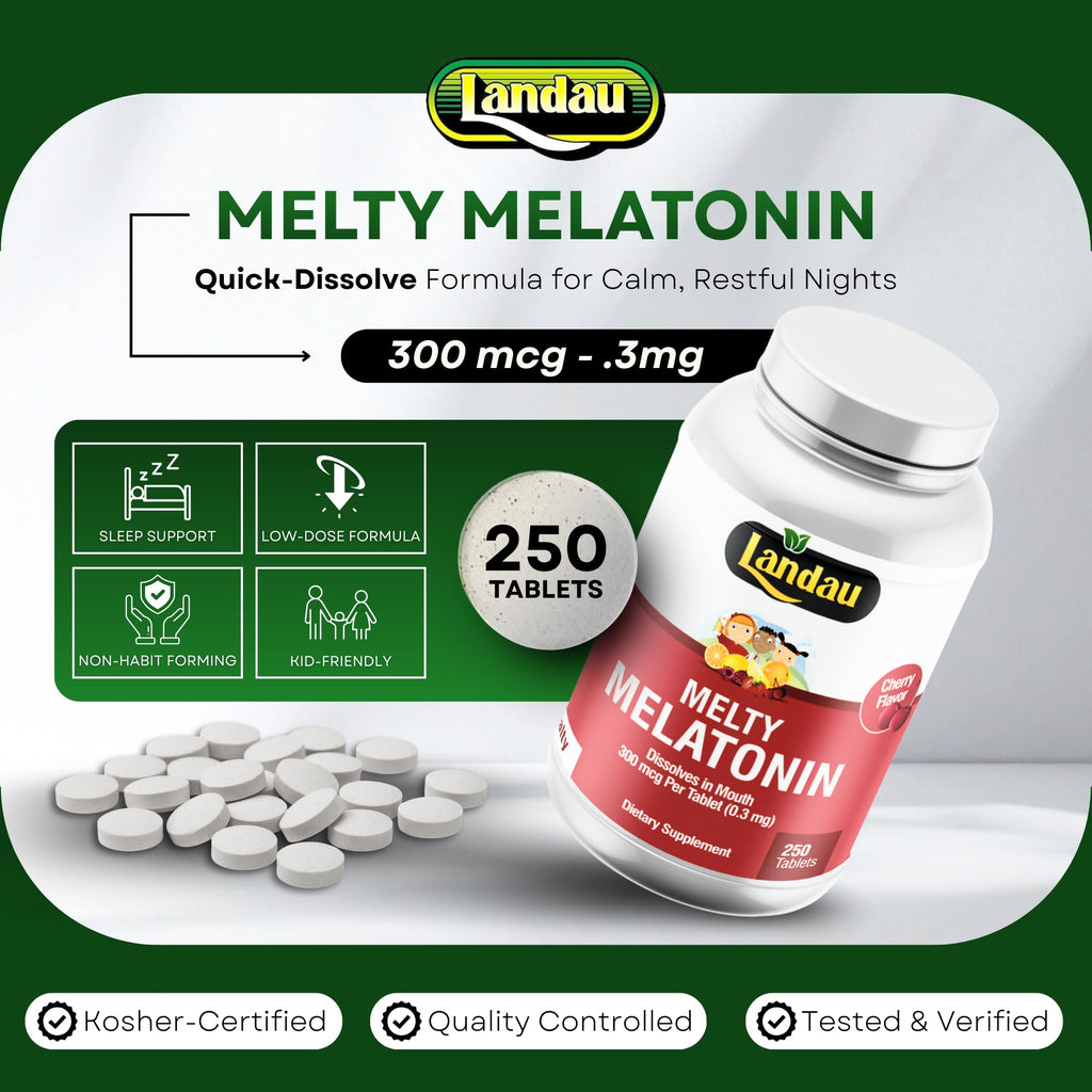 LANDAU Melty Melatonin Fast Dissolve Tablets 0.3mg - 250 Tablets - image 2