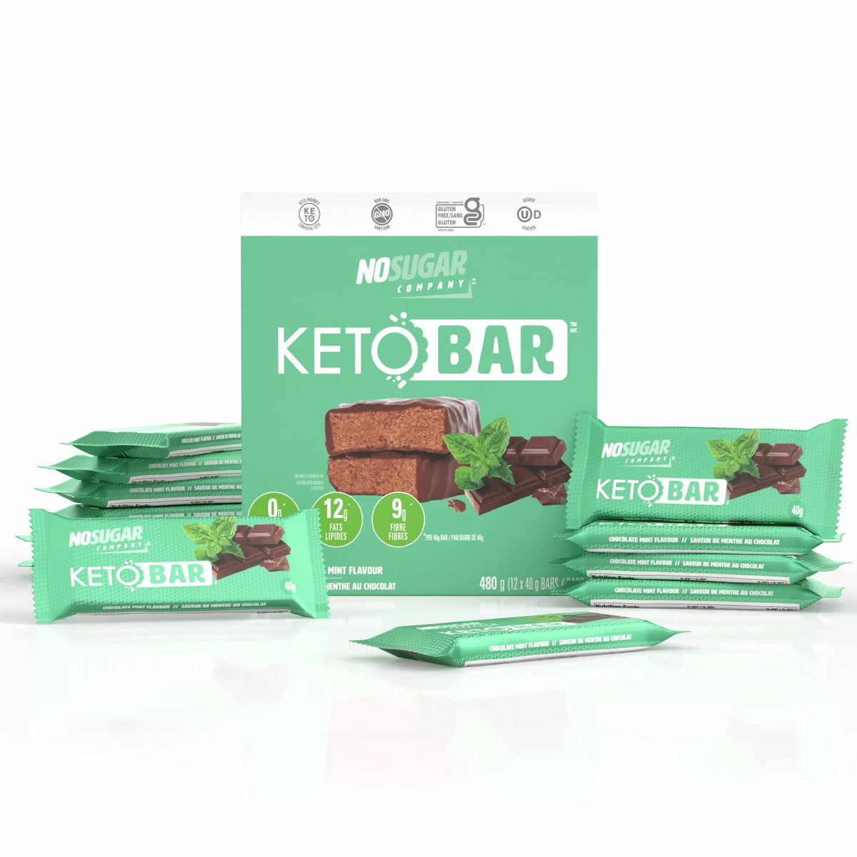 No Sugar Company Keto Bar Mint Chocolate - 12 Count