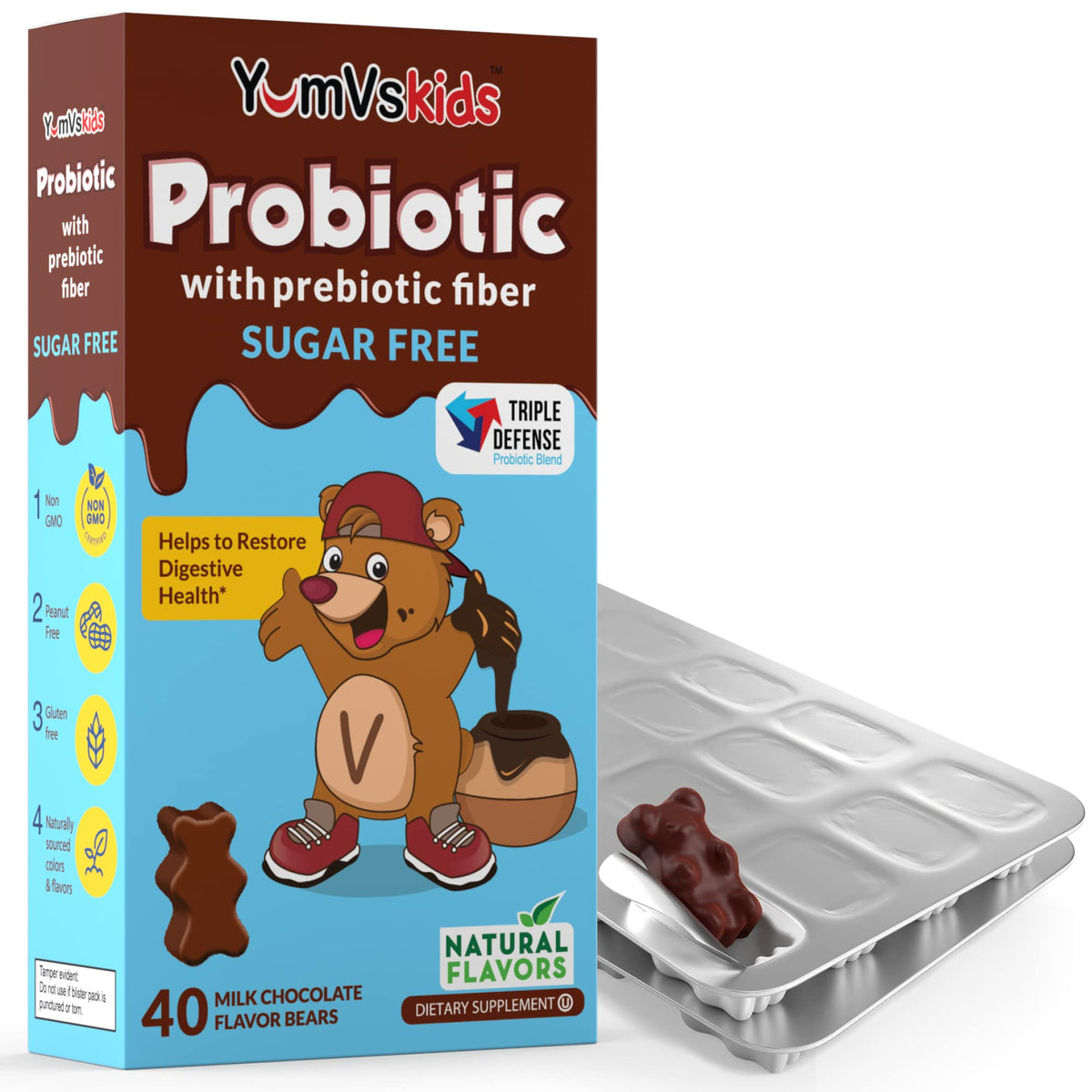 YUM-V'S Kids Probiotic Chocolate Bears 1 Billion CFU - 120 Count - image 7