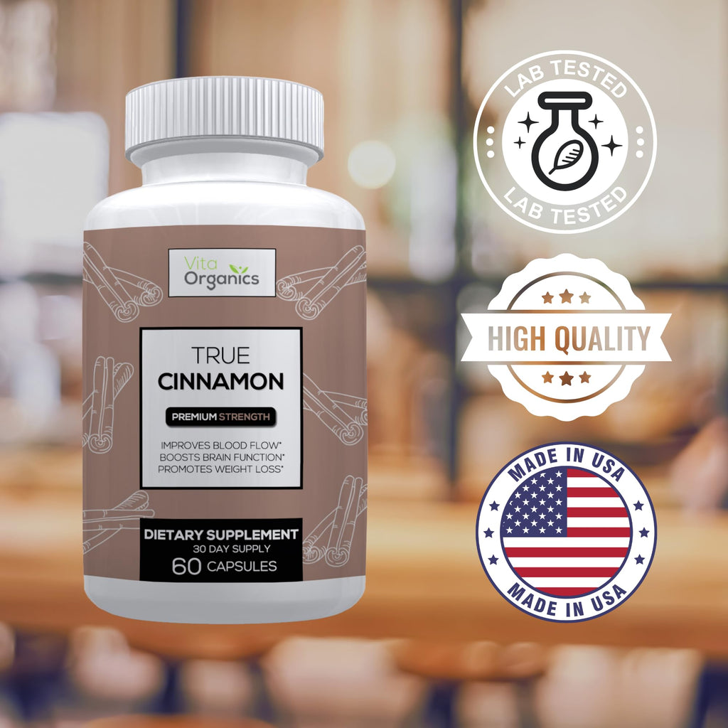 Vita Organics True Cinnamon Supplement Ceylon Bark - 60 Vegetarian Capsules - image 3